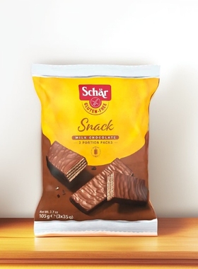 「全场满300包邮」德国发货Schar无麸质牛奶巧克力华夫脆105g
