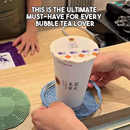杯垫+提袋二合一防热硅胶奶茶杯