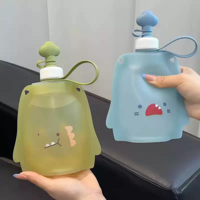 便携食品级硅胶水壶女大容量儿童