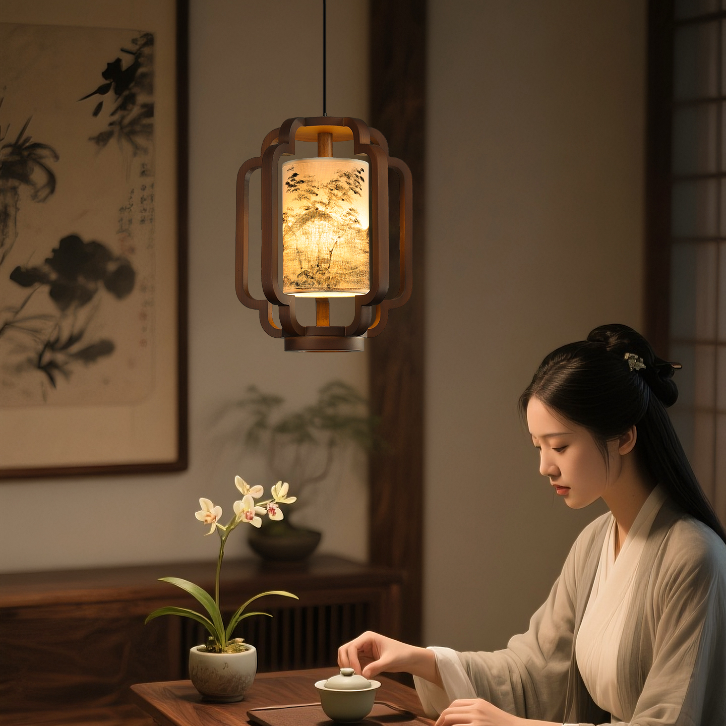 宋式美学入户玄关过道小吊灯新中式中国风禅意复古茶室庭院走廊灯