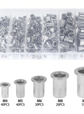 190Pcs M3 M4 M5 M6 Rivet Nuts Carbon Steel Flat Head Threade