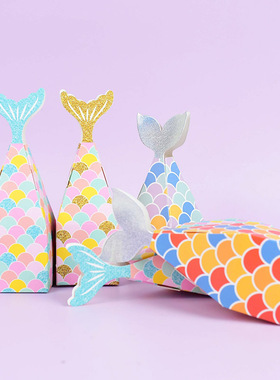 10pcs/lot Mermaid Tail Box Mermaid Candy Box Gift Package Bo