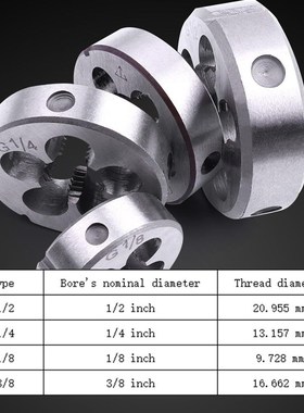 4Pcs HSS Circular Die Pipe Threading Die G1/2 G1/4 G1/8 G3/8