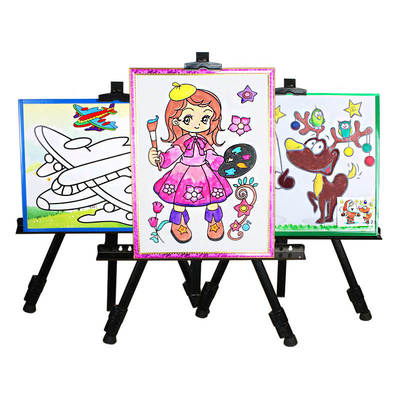 儿童油画 颜料画夜市 公园水彩画填充 泡沫画板广场摆摊儿童生意