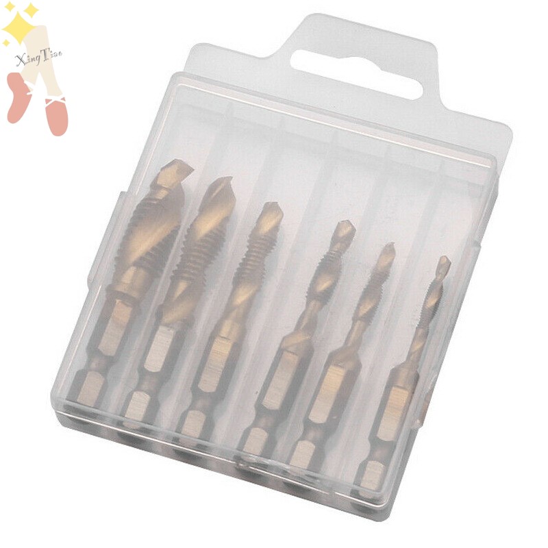 高速钢六角柄三合一复合丝锥M3-M6钻攻倒角一体丝攻 机用螺旋丝锥