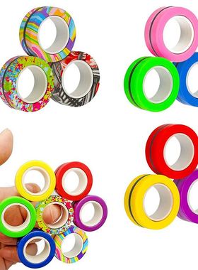 Hot 3PCS Magnetic Spinne Fidget Ring Spinner Magnet Fidget T