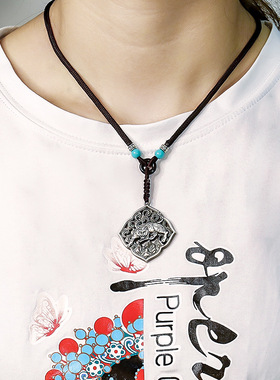 水虎年纯银白虎本命年吊坠藏式风马旗经幡佛像吊牌复古民族男女款