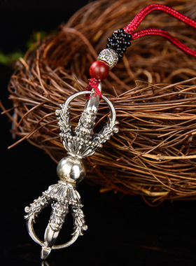 925银古法银密宗法器金刚杵吊坠挂件男女款吊坠大号西藏文化亮丽