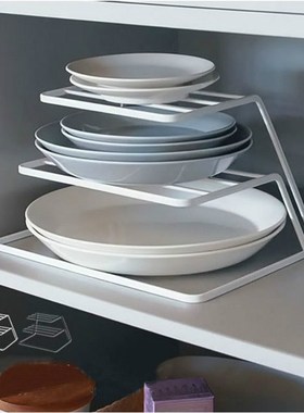 Kitchen Iron hree-tier Dish Rack Plate Organizer Cabinet La