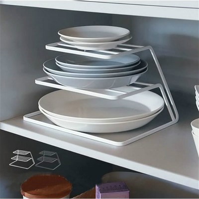 Kitchen Iron hree-tier Dish Rack Plate Organizer Cabinet La