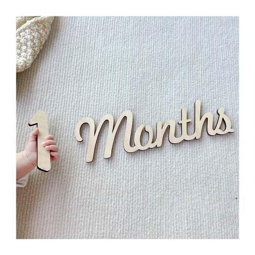 极速韩版ins木质百天满月生日布置装饰e拍照道具小清新成长1month