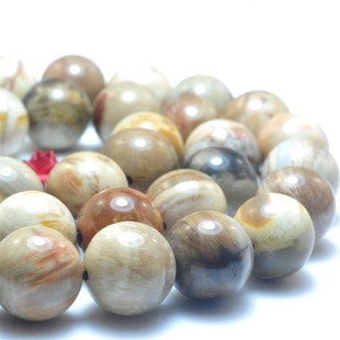 木化石天然圆珠串散珠串珠子首饰配件手錬项链耳环手串材料配珠