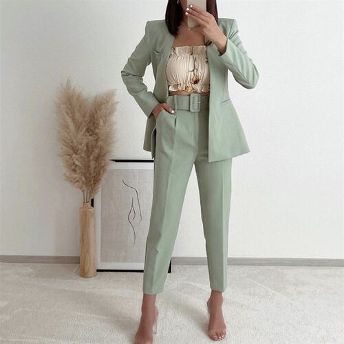 好货Woman Elegant Solid Slim Blazer Suit 2022 Spring Casual