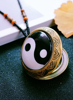 极速可以藏东西的吊坠太极八卦吊坠空心可打开装东西男女款大号挂