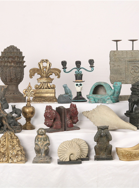 欧美工艺复古风做旧书房树脂书挡桌面摆件民宿客厅动物创意装饰品