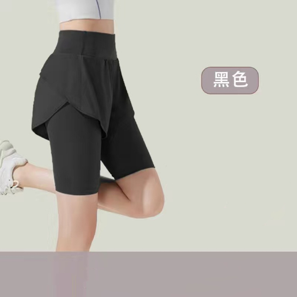 假两件运动五分裤女健身瑜伽跑步夏季速干防走光外穿宽松五分裤子