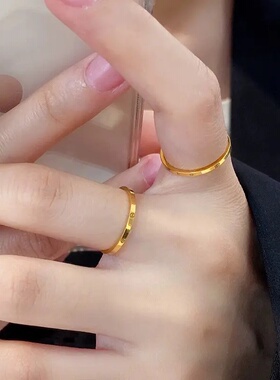 钛钢戒指简约个性细款符号戒指