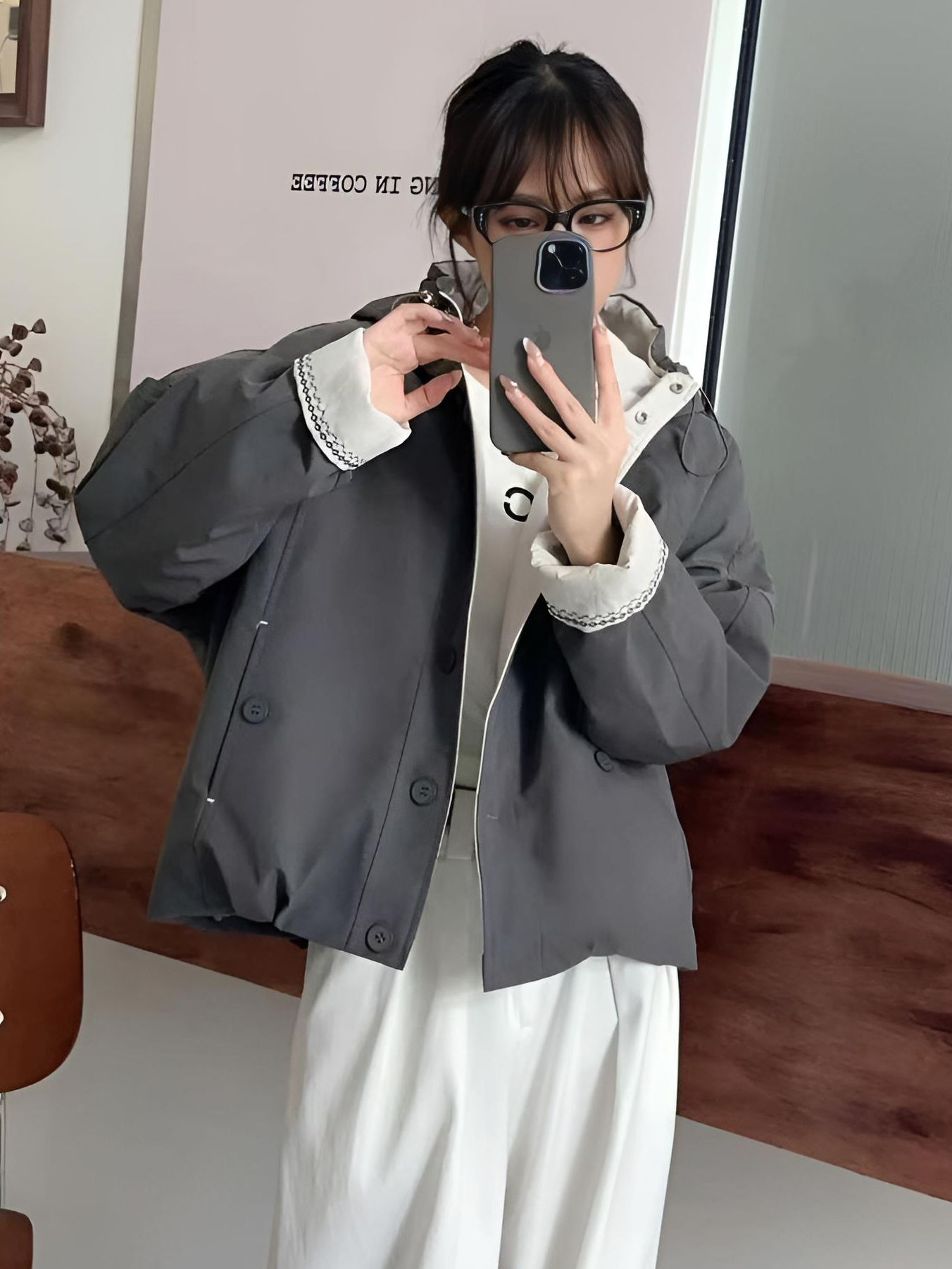 2025韩版加厚棉衣上衣显瘦拼接连帽设计款棉服秋冬季保暖外套女