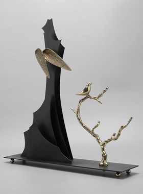 现代新中式创意铁艺金属铜摆饰 样板房间客厅家居电视柜玄关摆设