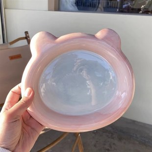 ins猫碗韩国胖嘟嘟可爱花朵盘宠物陶瓷盘狗碗碟子装罐头零食盘子