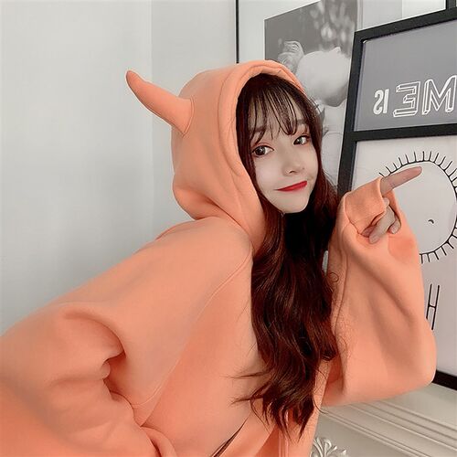 好货Autumn Winter Womens Cute Ox Horn Hoodie Sweatshirt Hood
