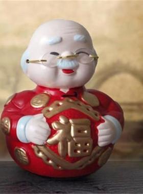 摆件不倒翁福寿公婆陶瓷公公婆婆礼物老太太送长辈老头