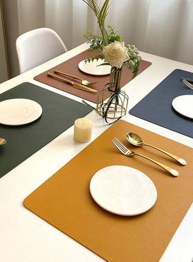 Nordic solid doublelayer leather placemats heatproof pads