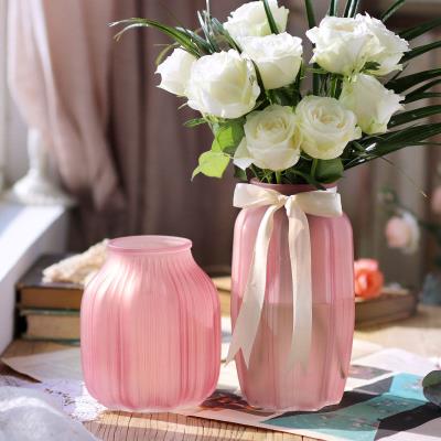 极速玻璃花瓶摆件装 饰绿萝富贵竹百合插干花瓶透明彩色磨砂大号欧