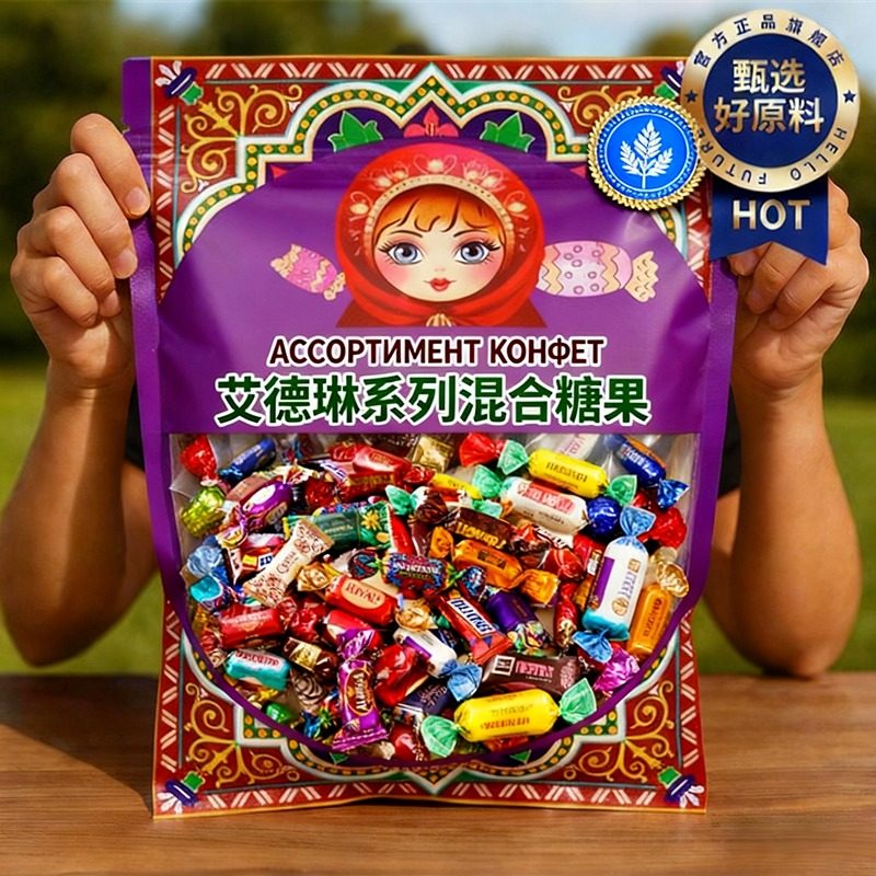 俄罗斯进口糖果官方旗舰店原装混合巧克力夹心原装年货送礼喜糖