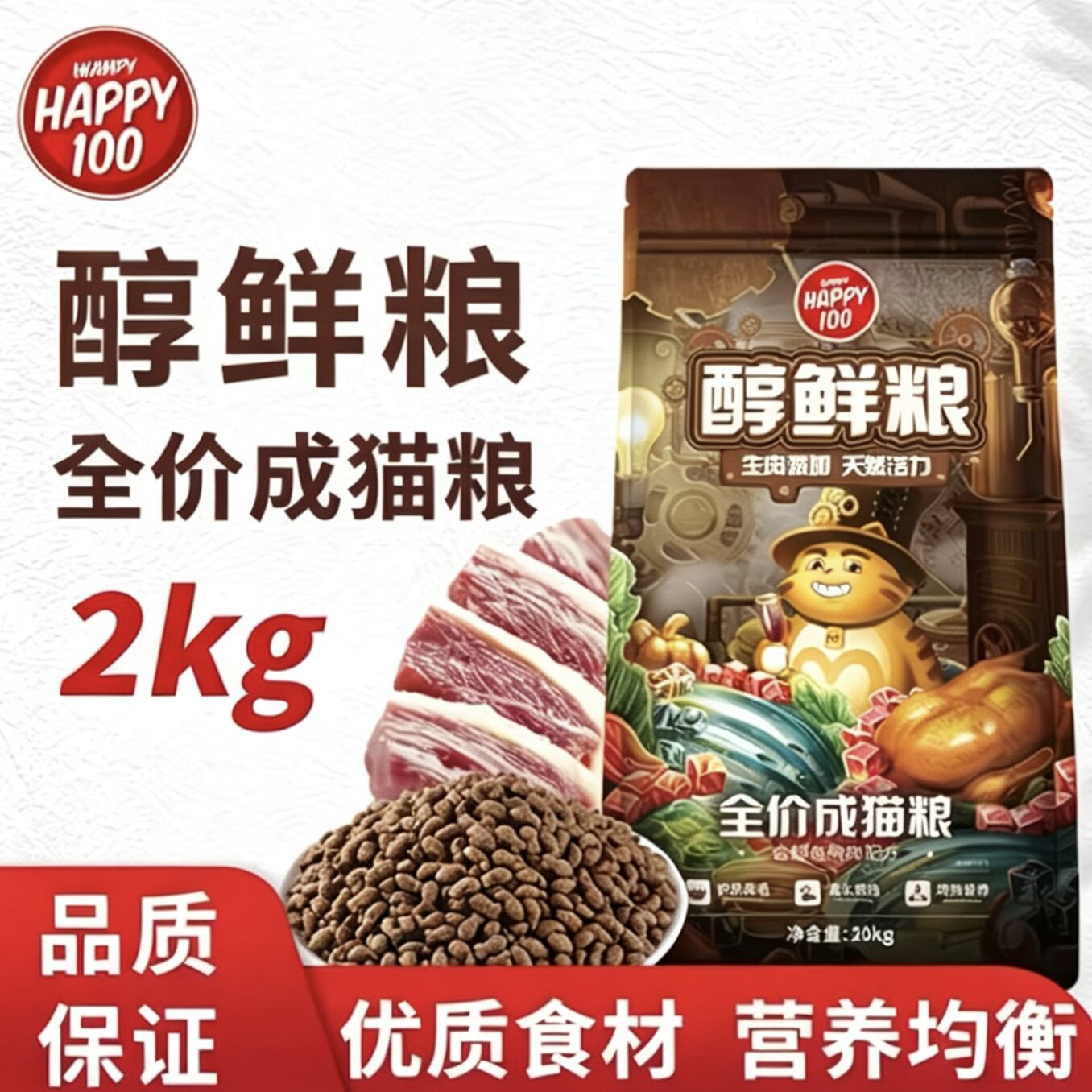 顽皮猫粮醇鲜2kg全价成猫流浪猫猫咪美英短专用牛肉味主粮图片