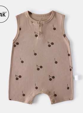 Oak mont婴儿连体衣小月龄宝宝衣服夏天薄款背心哈衣新生儿爬服