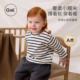 Oak 纯棉a类 条纹宝宝上衣婴儿洋气打底衫 mont男童春装 儿童t恤长袖
