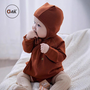 护肚衣新生婴儿衣服 宝宝爬服长袖 Oak mont连身衣包屁衣秋冬新款