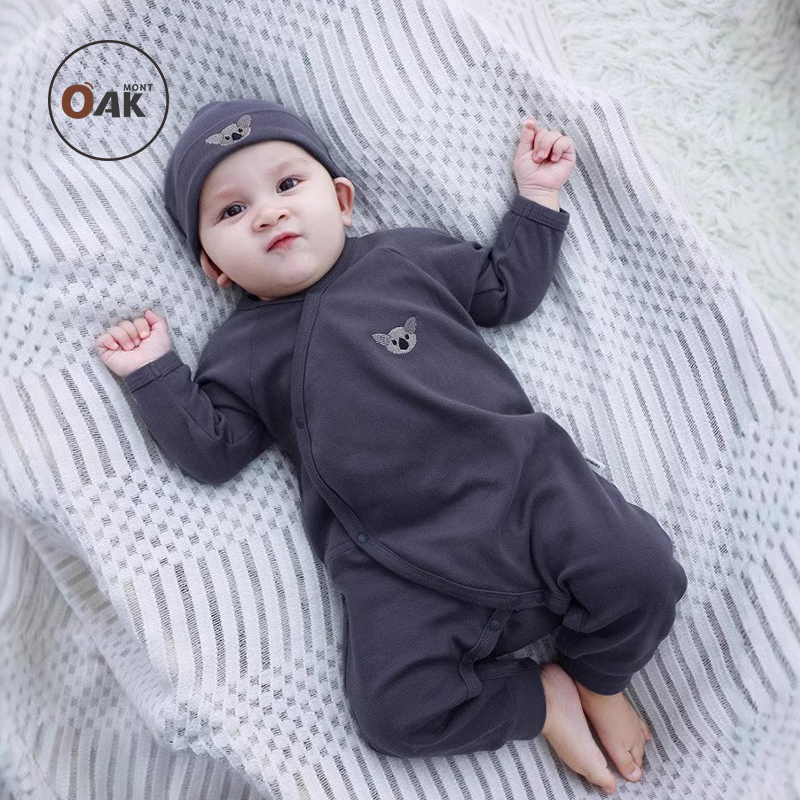 舒绒婴儿连体衣长爬斜襟按扣四季