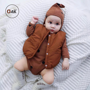 oak mont儿童马甲秋冬加厚夹棉保暖男宝宝背心女童外穿上衣面包服
