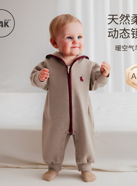 Oak mont冬季宝宝连体衣婴儿空气羊毛绒爬服男女童加绒周岁满月服