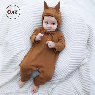 Oak 爬服哈衣连体衣宝宝满月婴儿新生儿衣服抗菌包屁衣 mont秋装