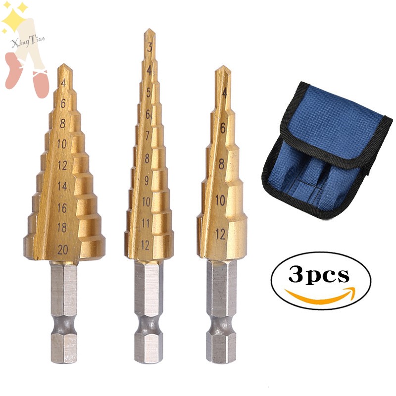 新款六角柄阶梯钻直槽镀钛钻头3-12 4-12 4-20电钻扩孔台阶钻宝塔