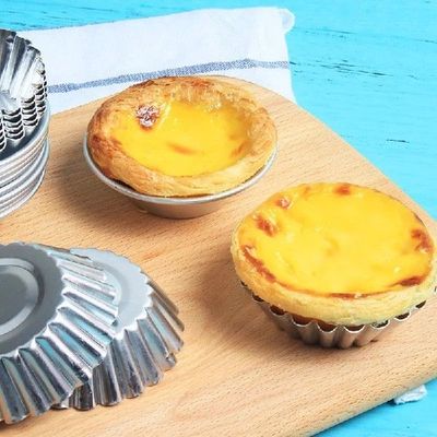 新品10 PcsSet Egg Tart Mold Aluminium Alloy Pastry Cake Moul