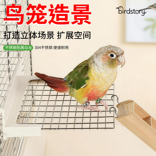 鸟故事鹦鹉不锈钢休息解闷鸟平台