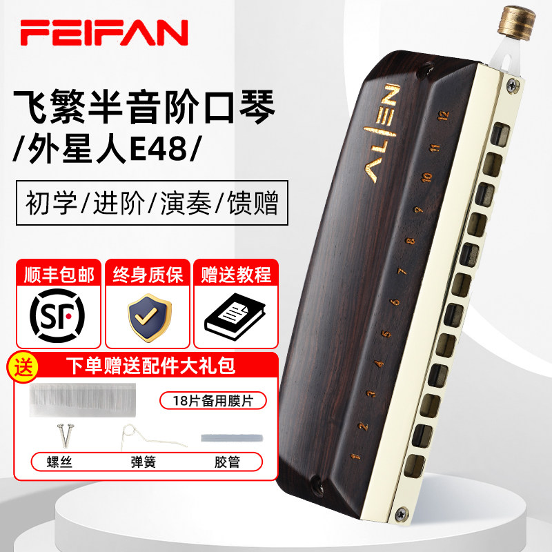 FEIFAN飞繁E48 E64半音阶口琴12孔16孔C调成人初学者专业演奏乐器