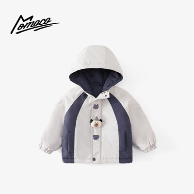 MOMOCO冬季新款男女童公仔小狗撞色韩版休闲棉服外套77430138025