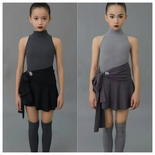 新款拉丁舞女童螺纹连体练功服装