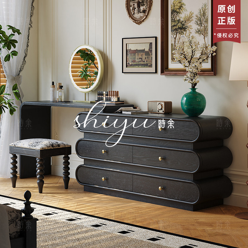 时余贝蒂梳妆台中古风一体法式复古伸缩化妆桌卧室实木梳妆柜边柜,住宅家具,梳妆台/桌,淘宝优惠券,粉丝福利购,淘宝优惠卷