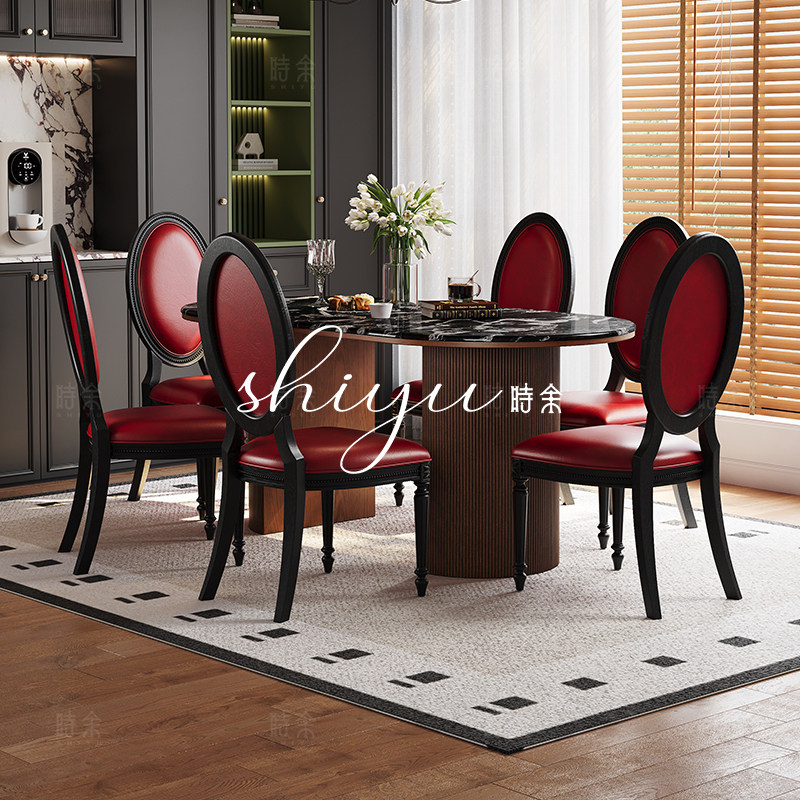 时余珀尔修斯法式奢石中古风餐桌椅组合椭圆形美式大理石实木餐桌,住宅家具,大理石餐桌,淘宝优惠券,粉丝福利购,淘宝优惠卷