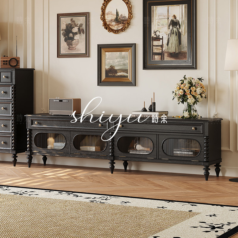 时余保罗电视柜中古风法式复古实木美式客厅地柜2026新款电视机柜,住宅家具,电视柜,淘宝优惠券,粉丝福利购,淘宝优惠卷