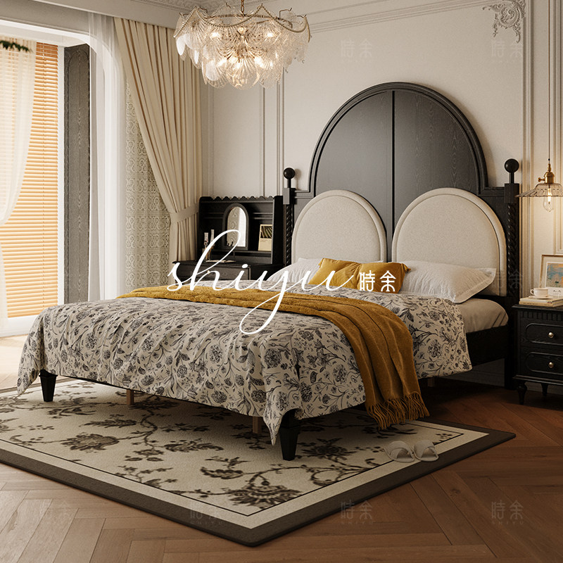 时余妮娜油蜡皮复古真皮床主卧美式中古风设计师高级感高脚法式床,住宅家具,皮艺床,淘宝优惠券,粉丝福利购,淘宝优惠卷