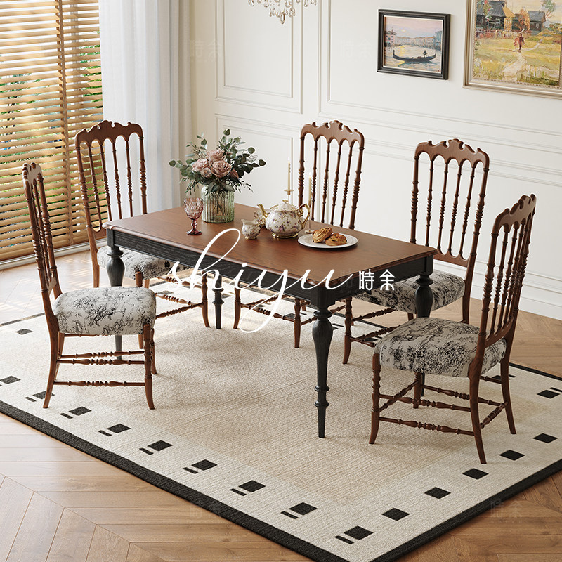 时余海莉餐桌设计师家具法式实木长方形中古风餐桌椅组合复古餐桌,住宅家具,桌子,淘宝优惠券,粉丝福利购,淘宝优惠卷
