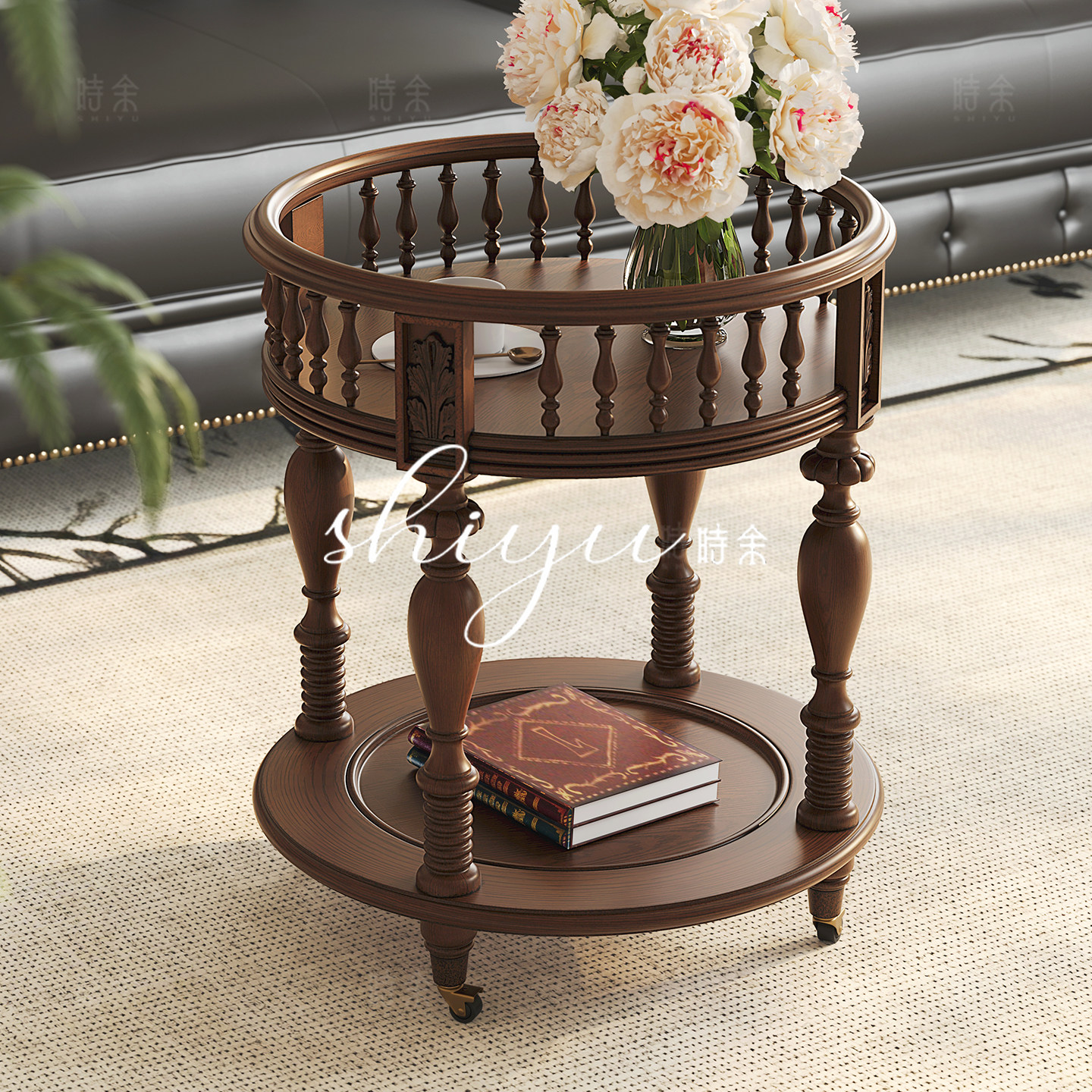 时余伊斯曼餐车法式复古实木小推车美式客厅可移动茶几中古风边几,住宅家具,移动边几/推车,淘宝优惠券,粉丝福利购,淘宝优惠卷
