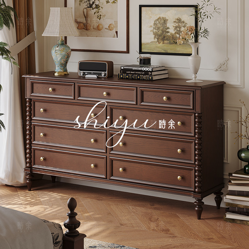 时余查尔斯顿九斗柜法式复古中古风储物柜床尾边柜美式实木玄关柜,住宅家具,斗柜,淘宝优惠券,粉丝福利购,淘宝优惠卷